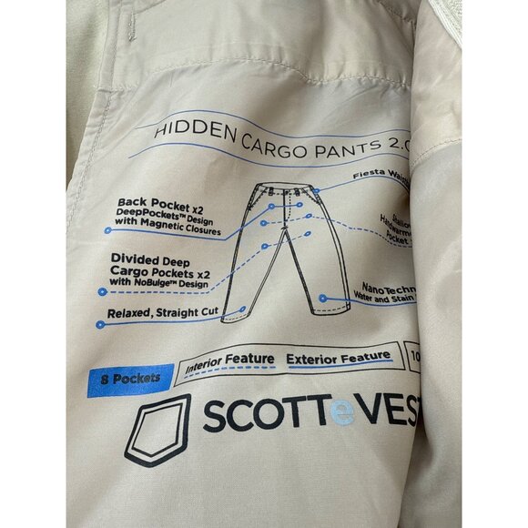 Scottevest Tech-Enabled Hidden Cargo Pants Teflon Travel 10 Pockets 38x34 - Picture 9 of 15